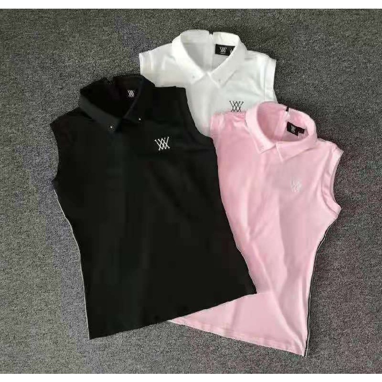 【ANEW】夏季韓版高爾夫球服裝女緊身無袖新款背心golf衣服女拉鍊短袖上衣速乾