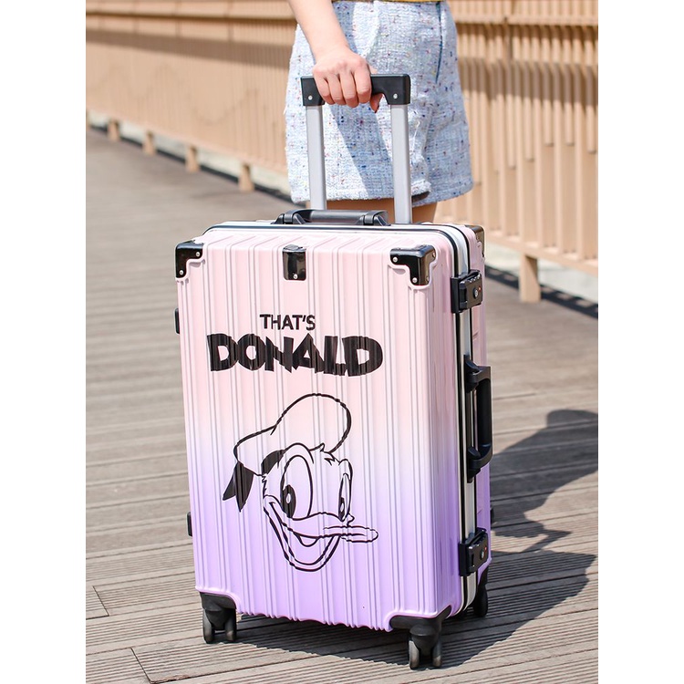 🔥暢銷熱款🔥行李箱24寸卡通箱子可愛唐老鴨旅行箱20寸登機鋁框拉桿箱兒童可坐
