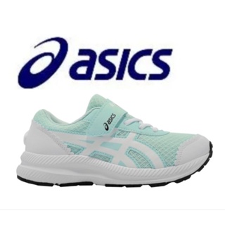 Asics 亞瑟士 女童 輕量透氣 耐磨防滑慢跑鞋 童鞋 魔鬼氈 綿羊 水藍白 1014A239409