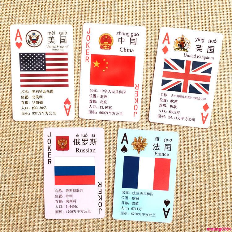 撲克遊戲✨認識世界國旗國徽撲克-兒童創意益智撲克牌早教玩具個性學習紙牌