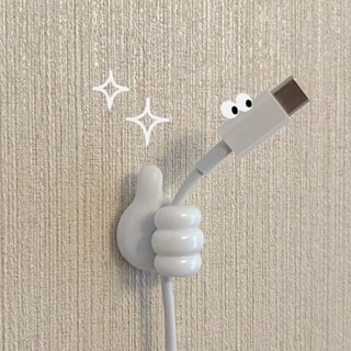 熱賣*精品ins風創意大拇指掛鉤免打孔固定器掛手機充電線固定數據線理線架哆啦A夢百貨