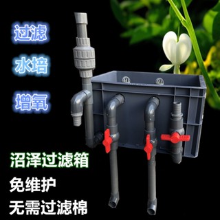 魚池過濾箱 戶外魚池過濾 過濾器 魚缸烏龜龜缸龜箱沼澤過濾箱自制diy周轉箱水培生態過濾盒免維護