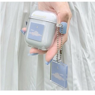 耳機保護殼.ins天藍景Airpods1/2代耳機殼蘋果藍芽保護套i11/i12透明圖案殼