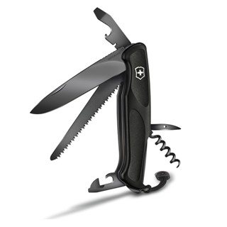 VICTORINOX 瑞士維氏10用Ranger Grip55系列瑞士刀(130mm)-黑X黑刀刃 09563.C31P