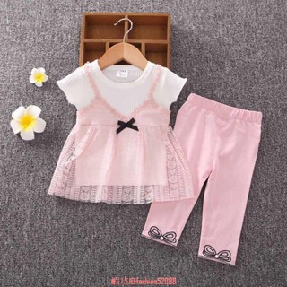 熱銷款貝貝家童裝 女童套裝 女寶寶夏裝新款韓版女童兩件套小童衣服短袖套裝0-1-3歲2洋氣童裝