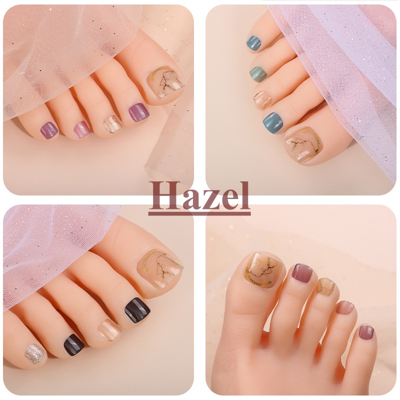 【Hazel】指甲貼 指甲貼紙 腳 免烤燈 22指美甲貼  腳指甲貼 法式氣質簡約 光療指甲貼 腳指甲貼片 UV指甲貼