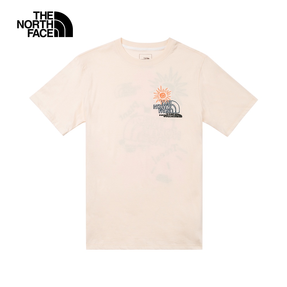 The North Face北面男款米色品牌LOGO塗鴉印花短袖T恤｜812DAI0