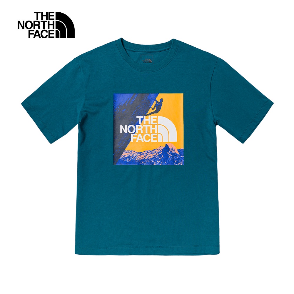The North Face北面男款藍色背部方形風景印花短袖T恤｜81MZEFS