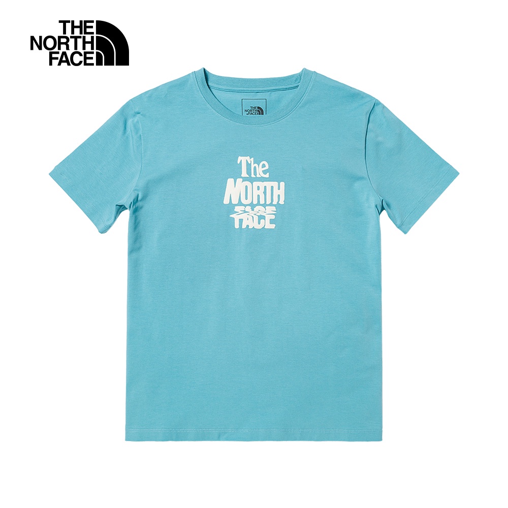 The North Face北面女款藍色吸濕排汗風景畫印花短袖T恤｜7WFGLV2