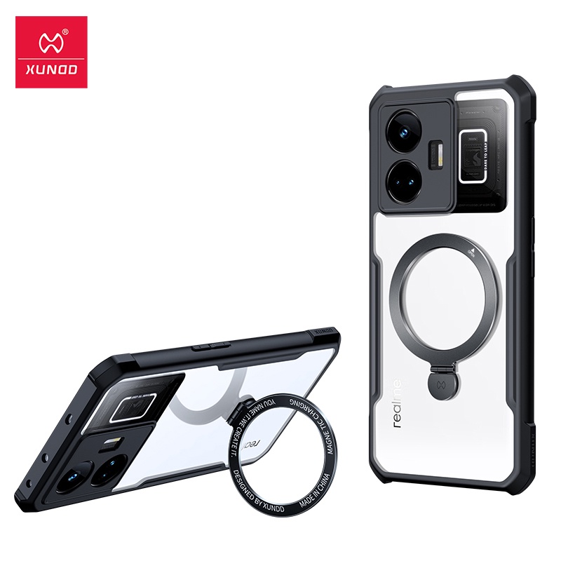 XUNDD Realme GT Neo 5 手機殼內置磁環支架訊迪安全氣囊防震防摔保護殼防指紋透明外殼