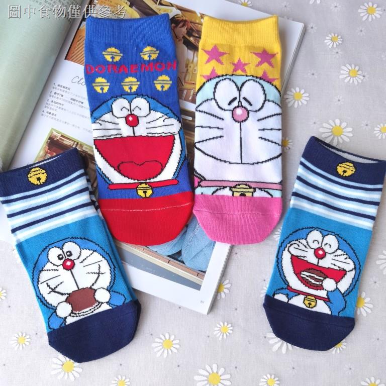可愛卡通機器貓哆啦A夢叮噹貓親子短襪成人兒童針織船襪襪子