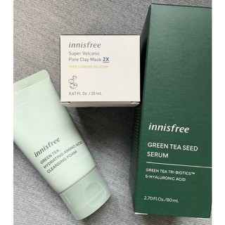 【innisfree】明星經典綠茶火山熱銷組 油肌調理專用 綠茶保濕精華 火山泥面膜 泡泡洗面乳