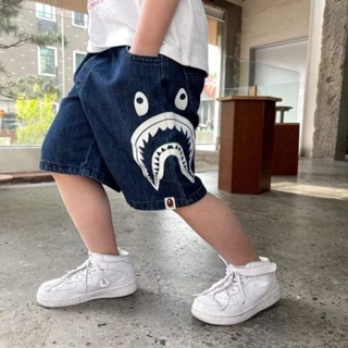 日系 夏季潮款 兒童鯊魚牛仔五分褲短褲 150碼 現貨