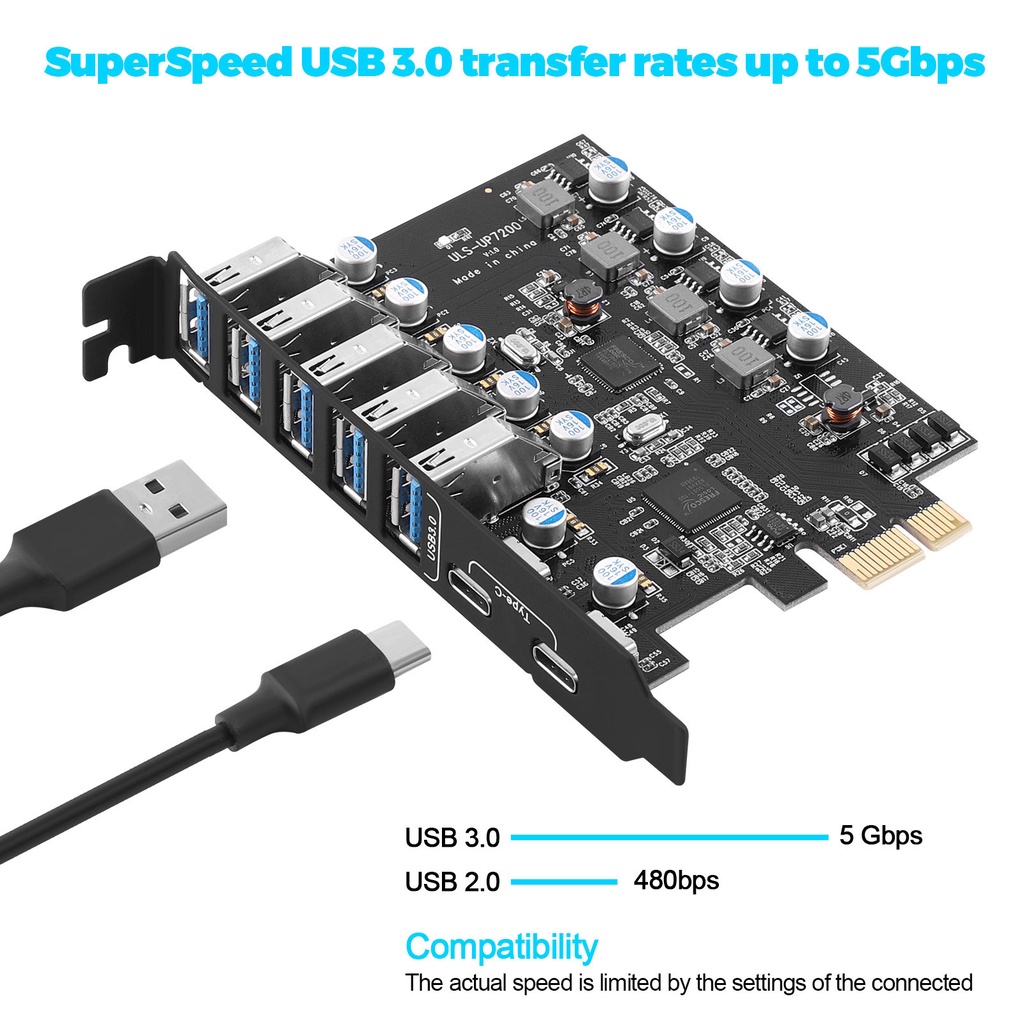 USB3.0擴展卡 臺式機電腦PCI-E轉Type-C USB3.0 擴展卡