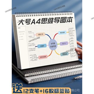 ✨桃園免運✨思維導圖筆記本子a4大號加厚簡約大學生法考考研專用康奈爾網格本方格閱讀筆記手繪B5記事本空白橫向線圈本
