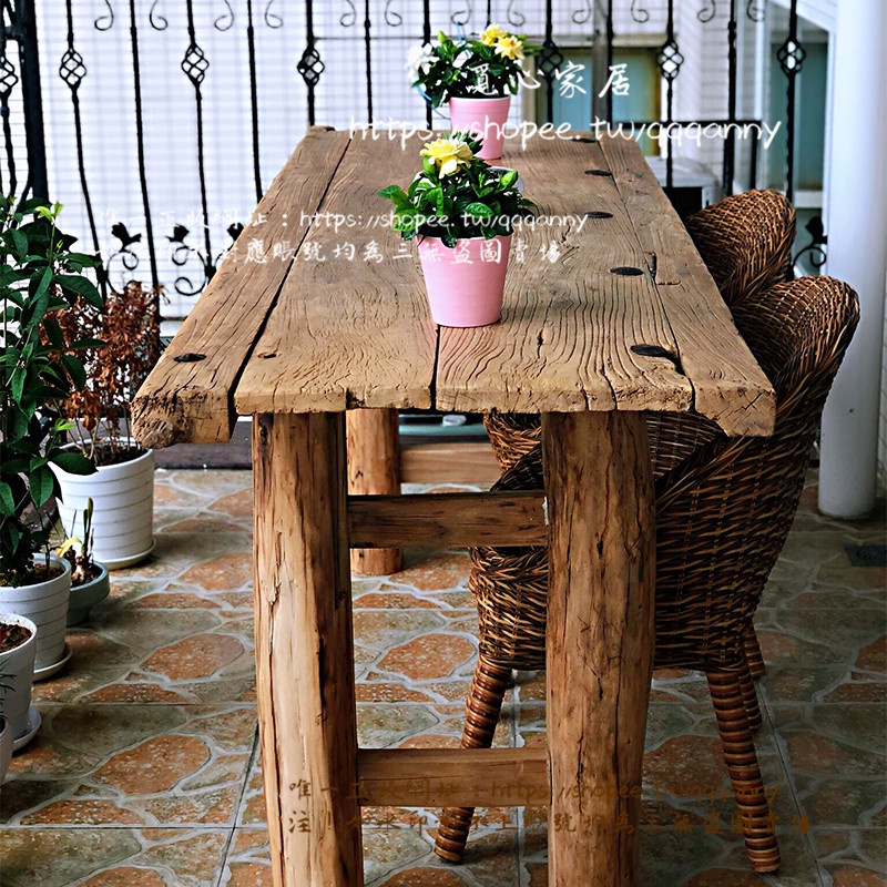 &lt;覓心家居&gt;老門板茶桌老榆木門板風化木板吧臺桌面餐桌實木舊門板復古桌子