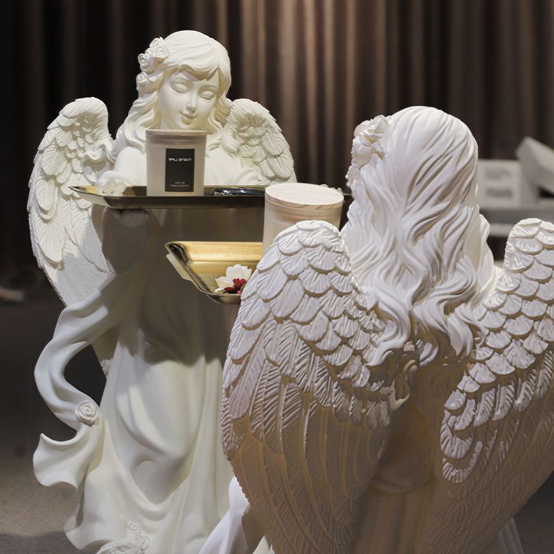 愛麗絲天使托盤法式復古大型客廳落地大號開業禮物雕塑裝飾品擺件