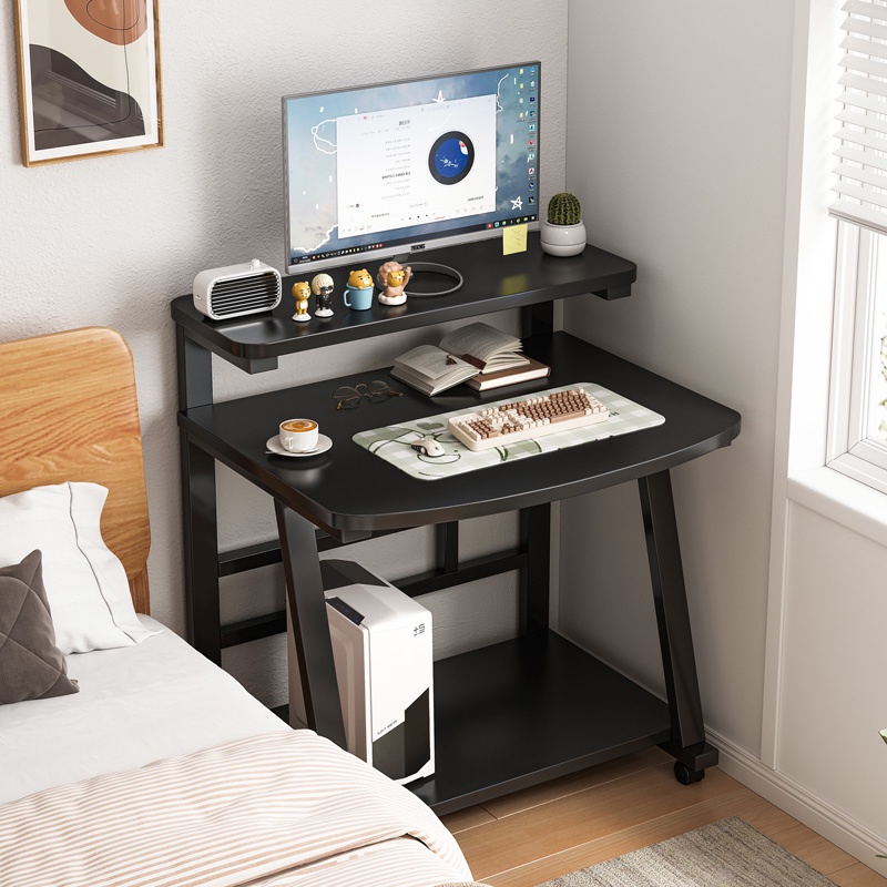 下殺價~小型電腦桌臺式家用書桌移動床邊桌簡易小戶型出租屋雙層辦公桌