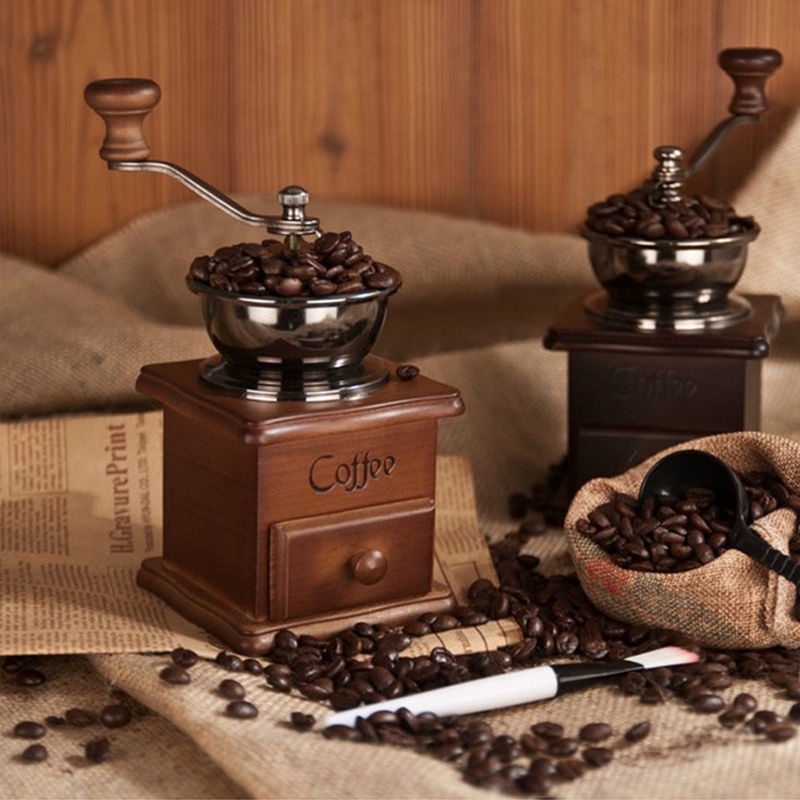 復古經典手搖實木磨豆機陶瓷芯咖啡豆研磨機磨粉機咖啡機迷你MOOPS
