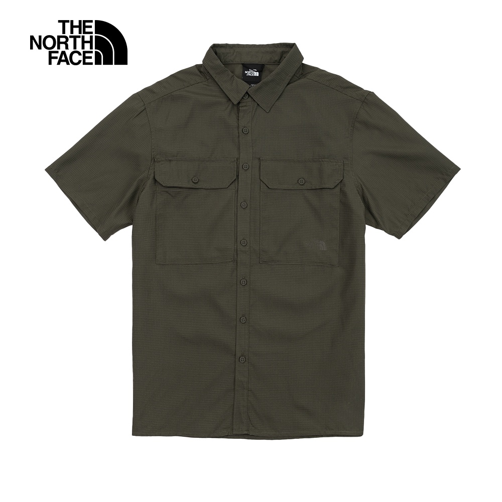 The North Face北面男款綠色舒適防潑水休閒短袖襯衫｜81PR21L