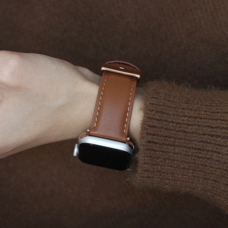 真皮錶帶 適用於 Apple Watch 5 8 7 6 SE 8代 41mm 45mm 手錶錶帶 小牛皮錶帶 手錶帶