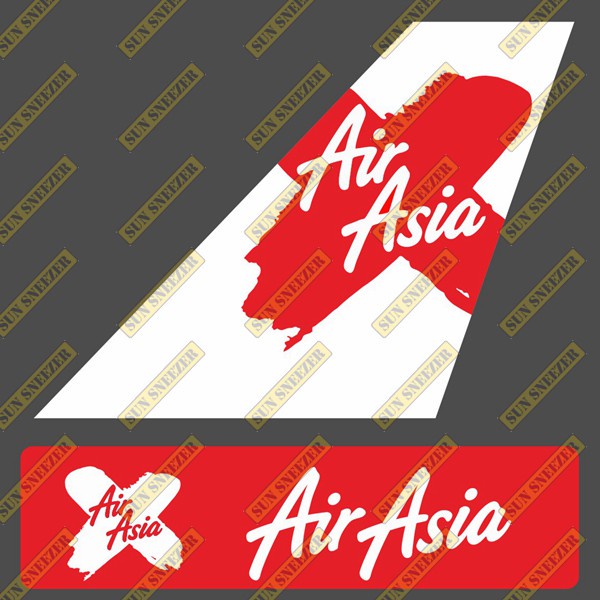 Airasia X 垂直尾翼 3M貼紙 上63x86mm 下 23x90mm