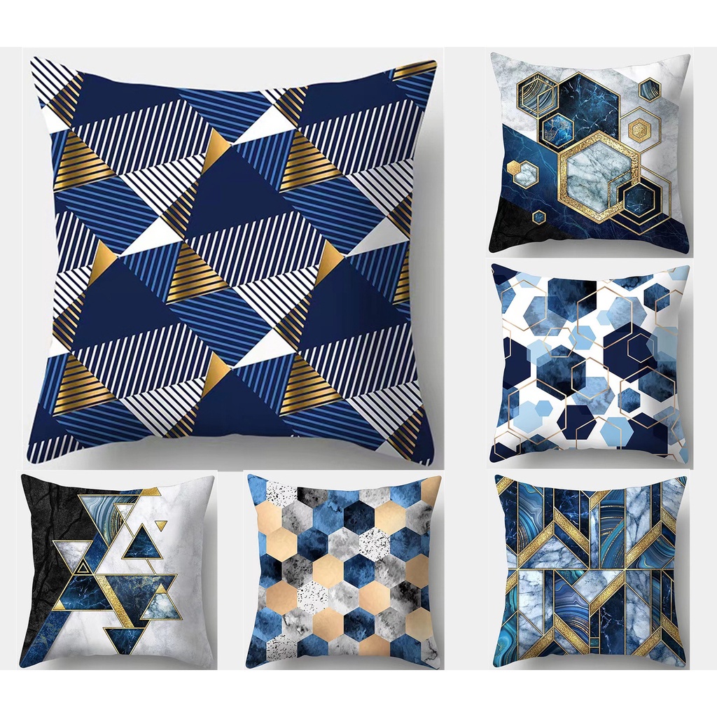 藍色抽象抱枕套 40×40.45×45.50×50.60×60.居家客廳裝飾方形沙發抱枕套 汽車坐墊套