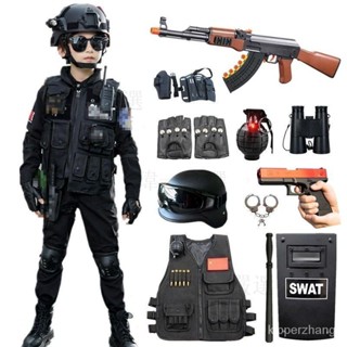 奇怪屋 萬聖節 角色扮演 cos 服裝 兒童特種兵玩具槍套裝生日禮物小警官男童戶外cs特警衣服長袖全套