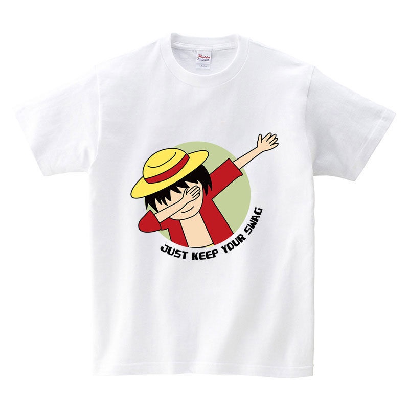 嘻哈海賊王路飛人兒童衣服女童男童T恤100%純棉柔軟短袖打底衫