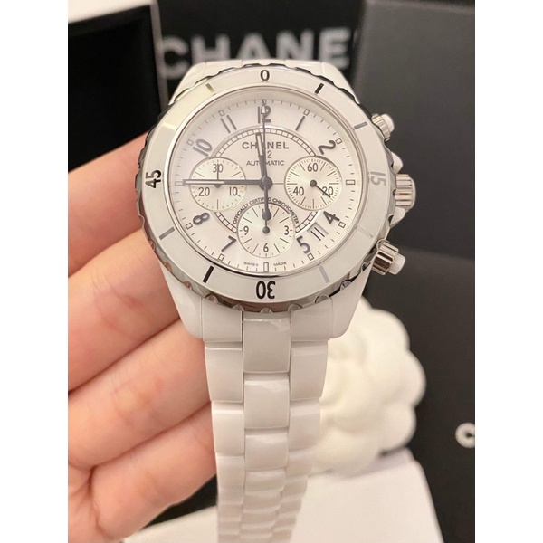 保證專櫃真品‼️配件齊全～附保固‼️95成新 41mm 三眼計時機械錶 Chanel 香奈兒 J12 陶瓷錶