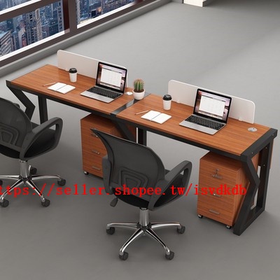 新品 代客組裝 低價職員辦公桌并排單人2人3人多人位單排橫排屏風電腦工作桌帶擋板