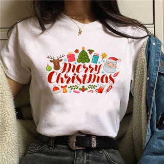 Christmas T-shirt圣誕新品系列女士字母印花短袖上衣T恤
