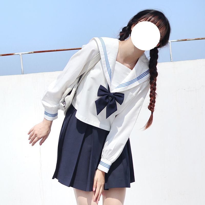 【現貨 免運】 原創基礎款水手服JK上衣黑色白三本jk制服襯衫女中間服 少女JK 日系制服 院洋装百裙 制服套装