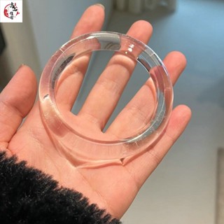 白水晶圓條手鐲 晶體通透高顏值透冰透明高階白冰冰種手鐲