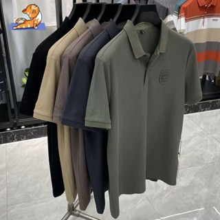 🔥【中老年男裝】夏裝涼感冰絲排汗透氣速乾短袖t恤翻領上衣 polo衫男 爸爸衣服PPLO衫 外貿男裝Polo衫短袖男珠