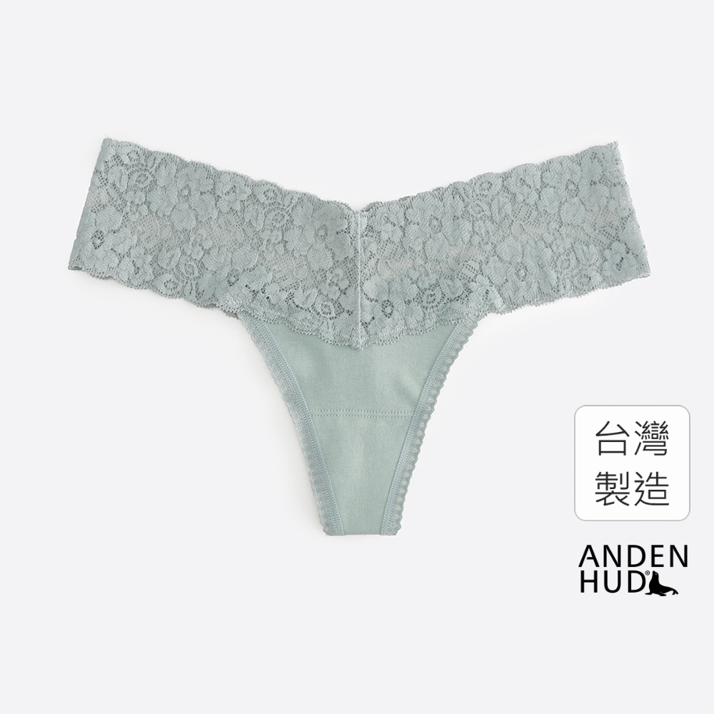【Anden Hud】Love Language．V蕾絲丁字褲(淵藍) 純棉台灣製