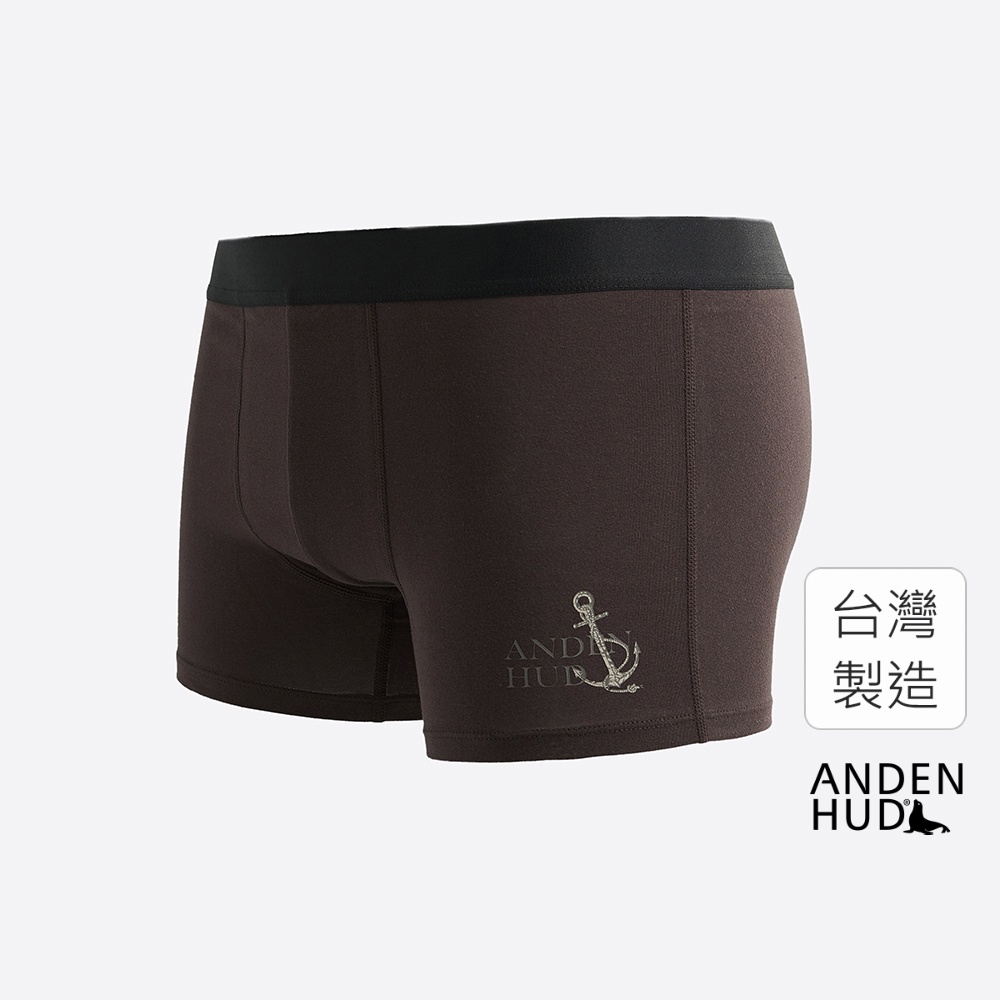【Anden Hud】男款_神秘海域．短版腰帶平口內褲(甲板棕-船錨) 純棉台灣製