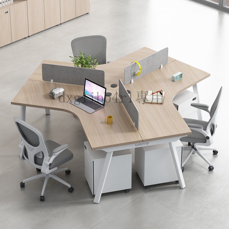 【免運】辦公室職員辦公桌子3/5人位簡約現代電腦卡座創意員工辦公桌椅組