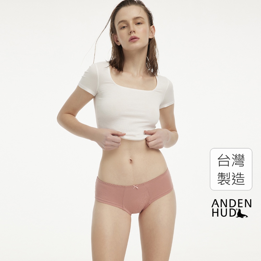 【Anden Hud】抗菌系列．後片訂製蕾絲中腰三角內褲(豆紅) 純棉台灣製