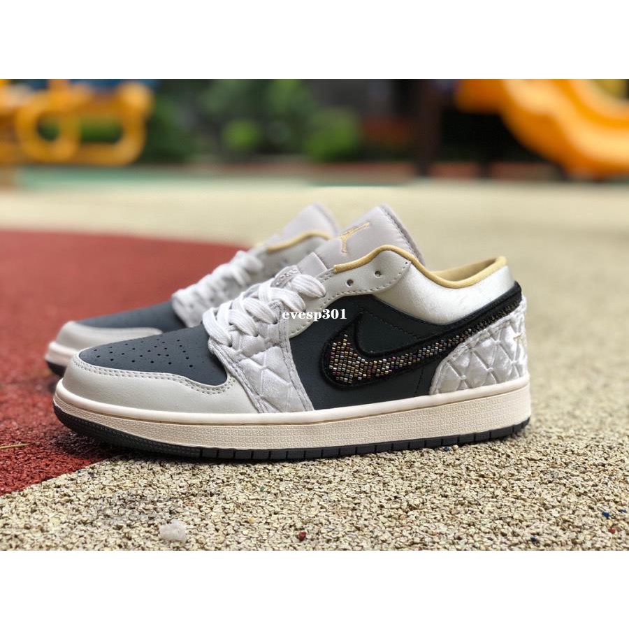 Air Jordan 1 Low SE 黑灰金 AJ1 綢緞 男子防滑籃球鞋 DV1762-001