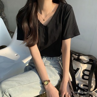 GP實拍 寬鬆女上衣 學生衣服 大尺碼寬鬆上衣 短袖上衣女 寬鬆 t恤2023純棉夏裝V領T恤女寬鬆韓版網紅ins衕款