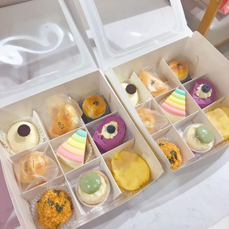 Life Shop九宮格甜品包裝盒高檔慕斯蛋撻蛋黃酥開窗6宮格糕點盒簡約蛋糕盒