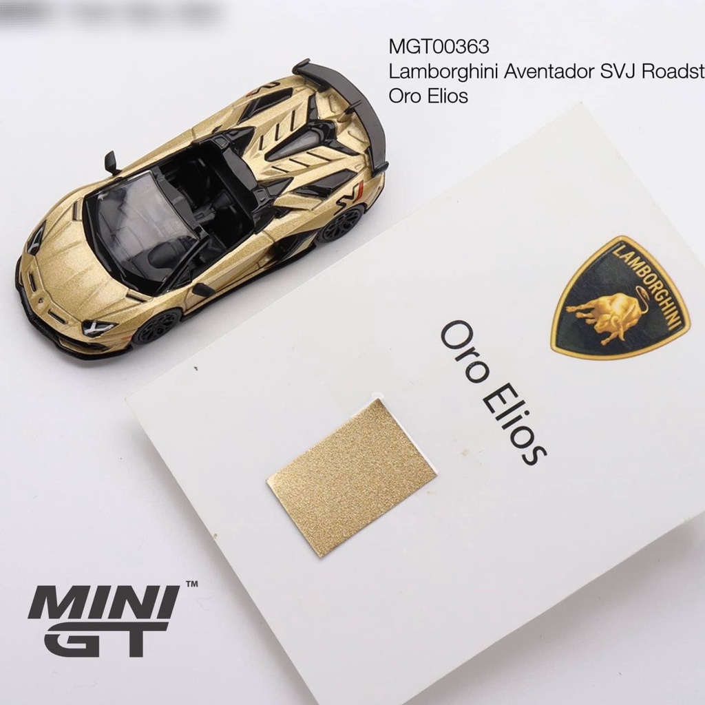 汽車模型1：64 跑車模型 MINI GT 1:64蘭博基尼Aventador阿文塔多SVJ敞篷金色合金汽車模型