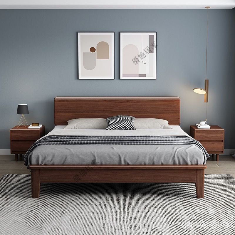 【特惠✨免運】北歐實木床現代簡易1.8米1.2m雙人床小戶型主臥公寓民宿大床傢具