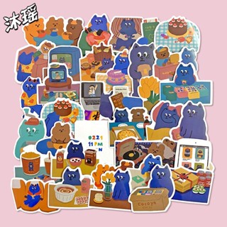 【新款】韓國ins藍色貓咪日常ipad筆記本貼紙手賬手機殼防水兒童卡通貼紙 行李箱貼紙 日漫貼紙 貼紙