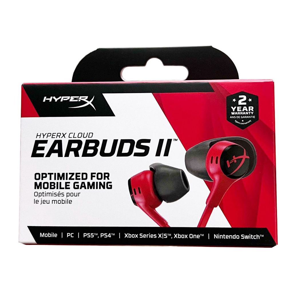 HyperX Cloud Earbuds II 雲雀2 有線3.5mm 入耳式電競耳機 附麥克風 (紅色)(平行進口)