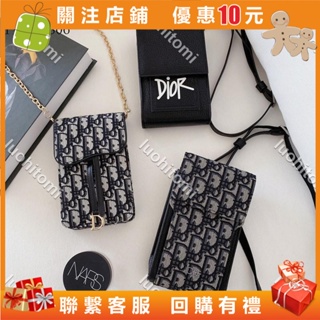 luohitomi奢華大牌DIOR迪奧手機包 布藝刺繡手機包 皮革 迷你斜跨包 時尚潮流 適用於6.7吋手機 通用手機包