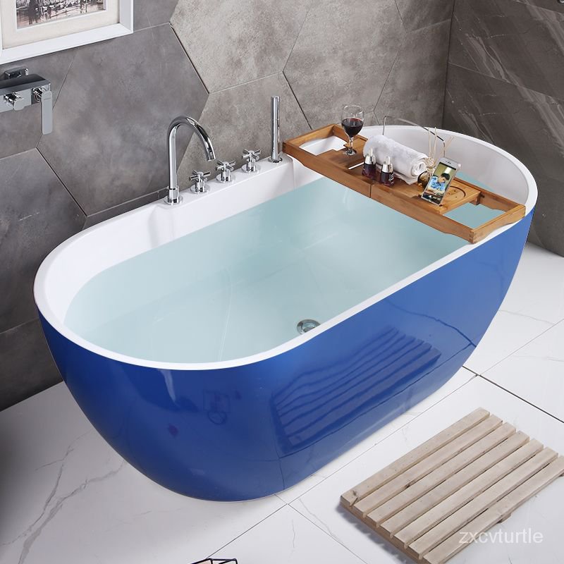 免運#尚湟品牌 亞剋力加寬深泡傢用無縫一體簡約小浴缸獨立式成人浴盆 MREP