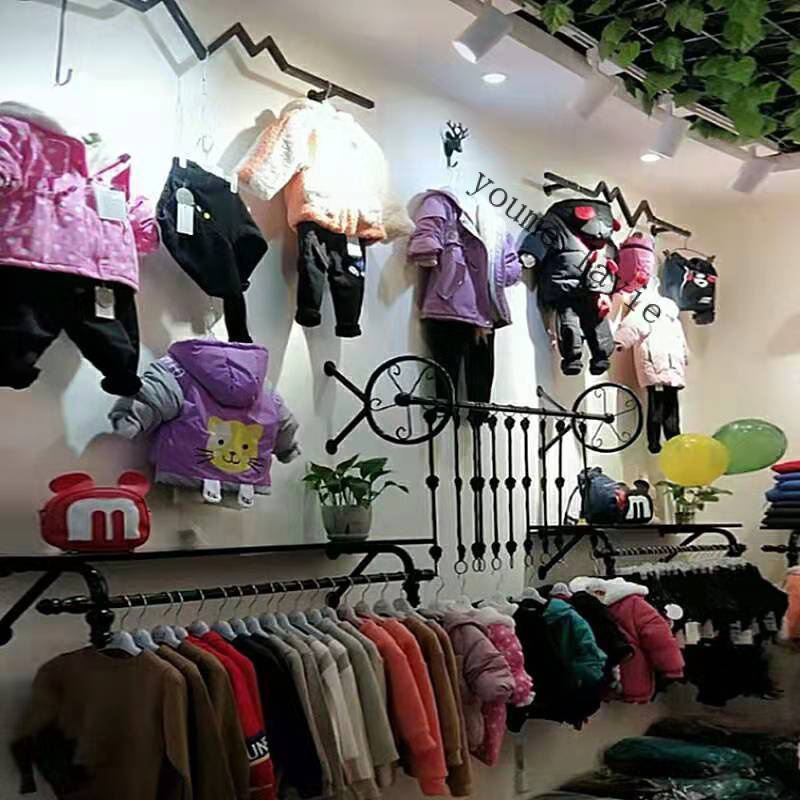 【采美生活】免運 服裝店展示架上墻童裝貨架風格裝飾女裝正掛架子創意壁掛式服裝店