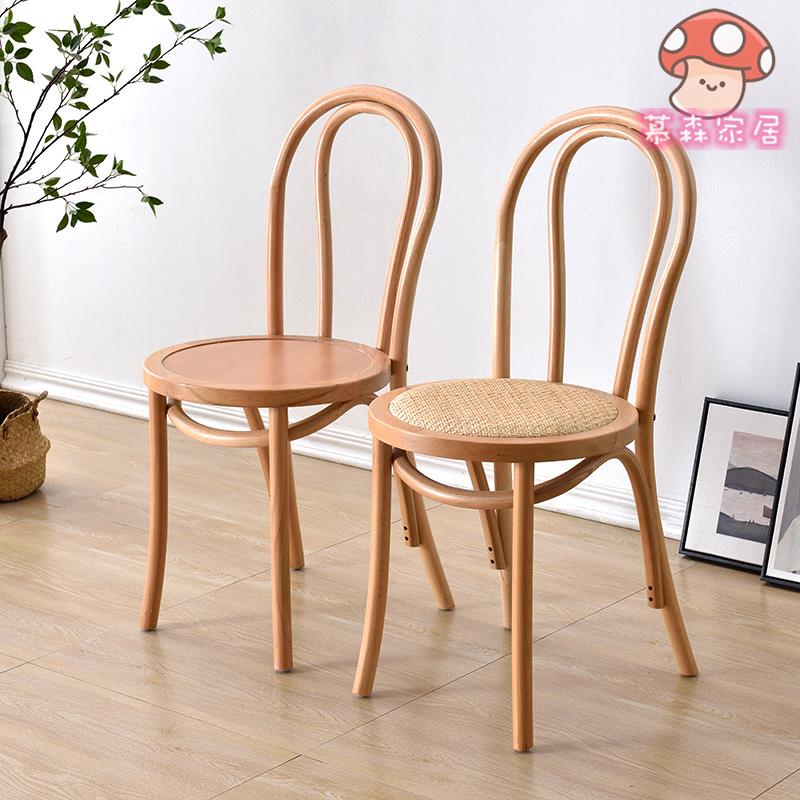 【免運】藤椅索耐特thonet美式法式復古實木中古家用餐廳靠背椅子藤編餐椅